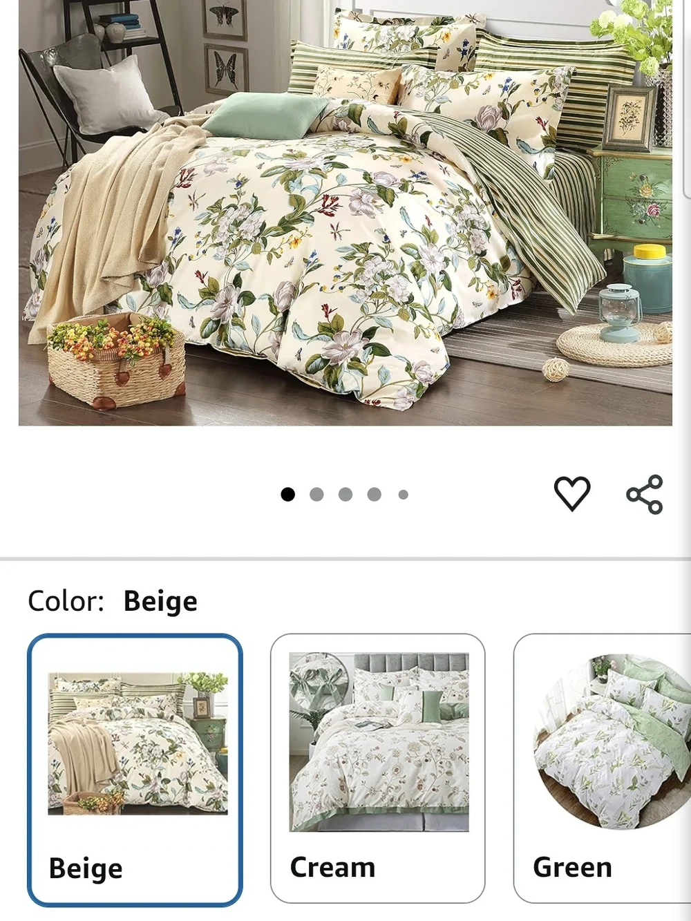 Floral Cotton Blend Duvet Cover Set